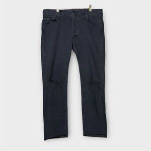 Mother Mr The Neat Ankle Fray Jeans Mens 36x28 Black Soul Taper Ankle Destroyed